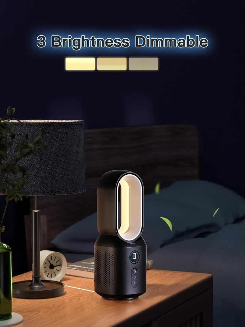 let'me 13 Inch Desk Fan, Small Bladeless Table Fan, 106° Oscillating Fan Touch Control with 3 Speeds and Night Light, Quiet Desk Fan for Personal, Office, Nightstand - Image 3